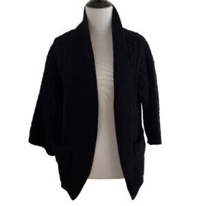 7 for all Mankind Black Wool/Cashmere Blend Open Front Cardigan